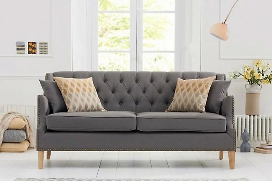 JVmoebel Sofa Graues Chesterfield Sofa Couch Polster Stoff Ledermöbel Neu, günstig online kaufen