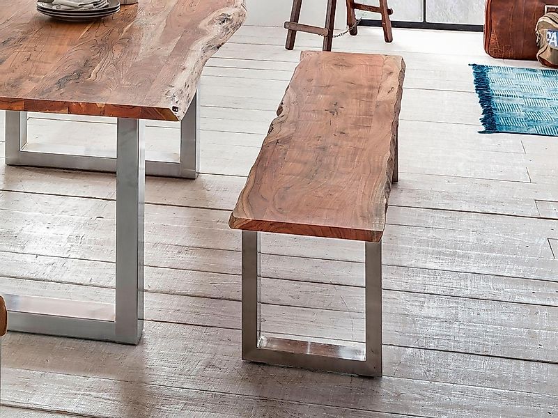 Home affaire Sitzbank "Manhattan" mit Baumkantenoptik und Gestell U-Form au günstig online kaufen
