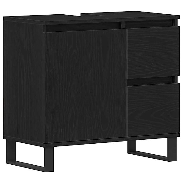 vidaXL Waschbeckenschrank mit Tür Schwarz Eichen-Optik 65 x 33 x 60 cm 8628 günstig online kaufen
