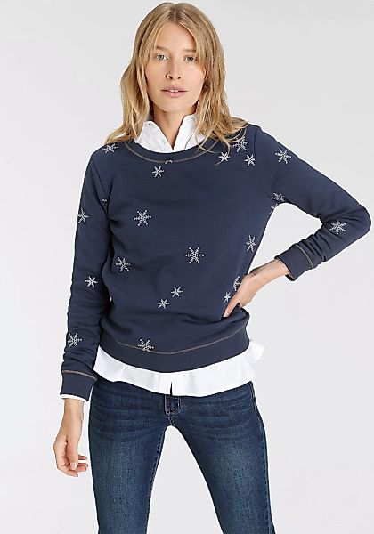 DELMAO Sweatshirt, mit edel bestickten Schneeflocken - NEUE MARKE günstig online kaufen