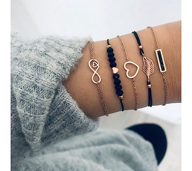 The Beauty House Armband Set Damen Armband Legierung, 5-teilig mit Herz, In günstig online kaufen