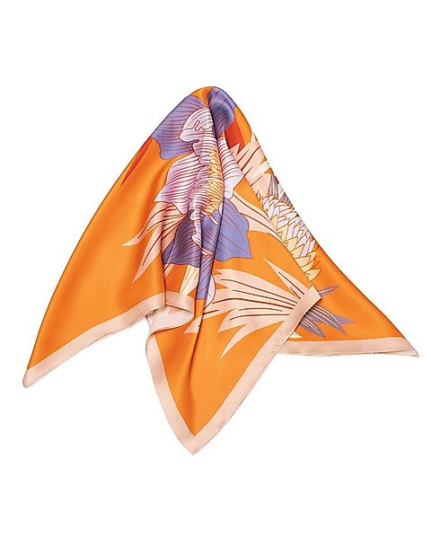 MayTree Seidentuch Premium quadratisch 64x64, wilde Blüte orange, Nickituch günstig online kaufen