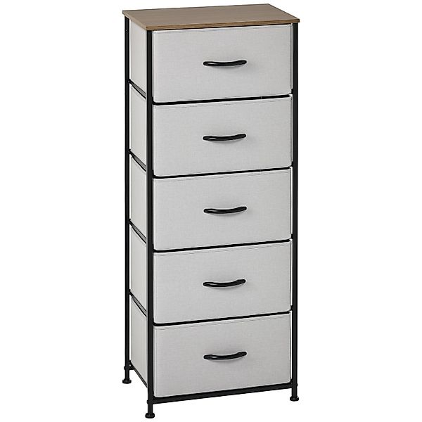 HOMCOM Kommode Sideboard mit 5 Klappbaren Schubladenschrank Grau günstig online kaufen