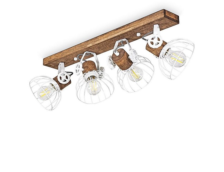 hofstein Deckenleuchte »Cotes« Deckenlampe aus Holz/Metall, Braun/Weiß Schi günstig online kaufen