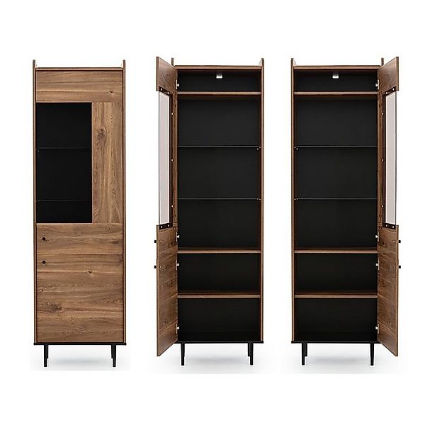 Lomadox Vitrine VAREDO-132 Eiche Nb. Wohnzimmer Möbel im modernen Vintage D günstig online kaufen