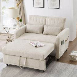 Merax Schlafsofa mit Schlaffunktion, Zweisitzer-Klappsofa, Baumwoll-Leinen- günstig online kaufen