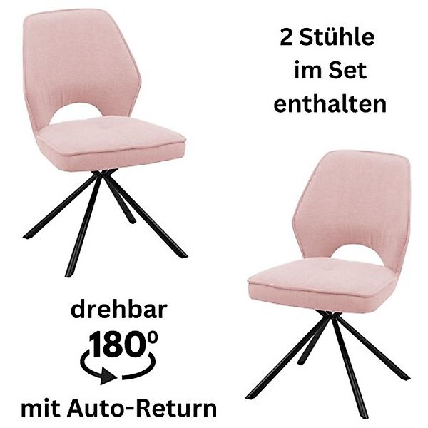 Stolkom Polsterstuhl "Nele", (Set), 2 St., Stoffbezug, 180 grad drehbar mit günstig online kaufen