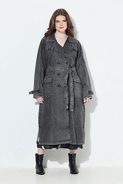 Ulla Popken Jeansjacke Jeans-Trenchcoat Reverskragen Vintage doppelreihig günstig online kaufen