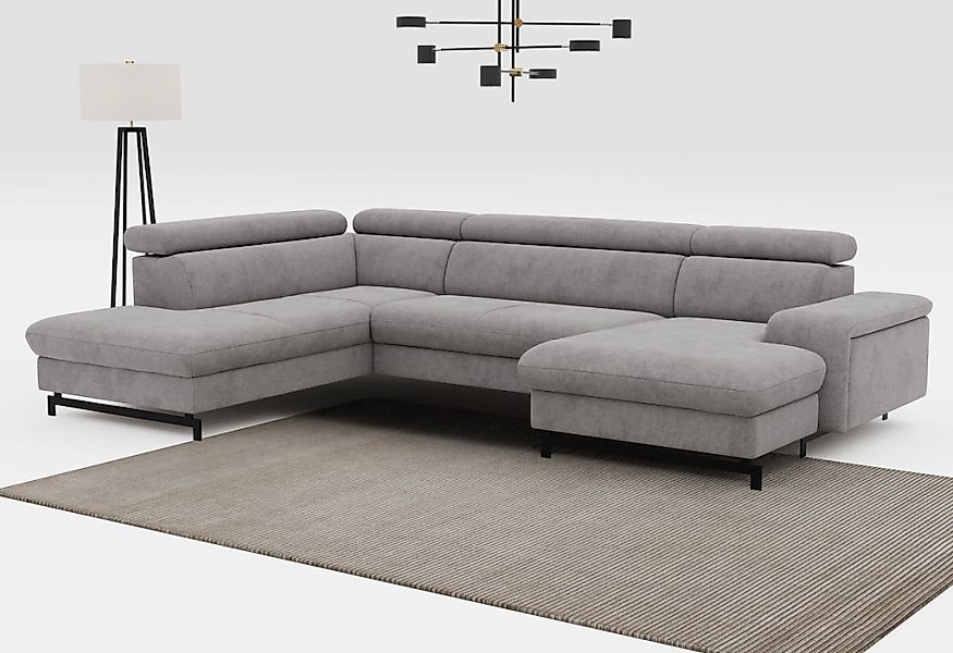 COTTA Wohnlandschaft "Emma U-Form, B: 328 cm" mit Kopfteilverstellung, opti günstig online kaufen