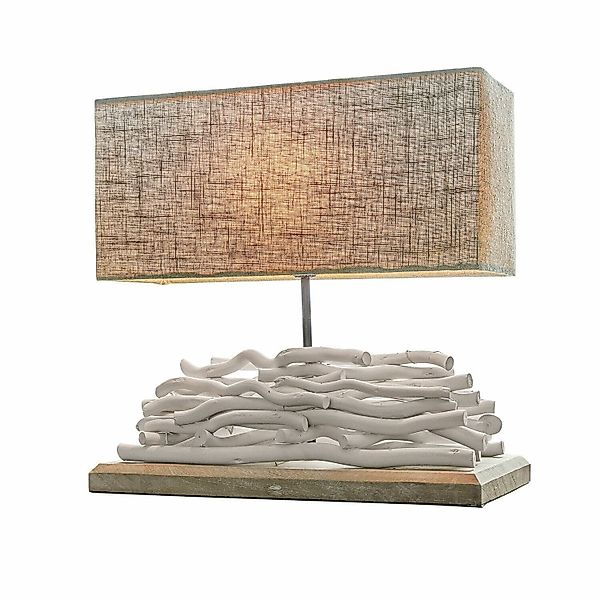 Mirabeau Tischleuchte Tischlampe Caribou leinen/weiß günstig online kaufen