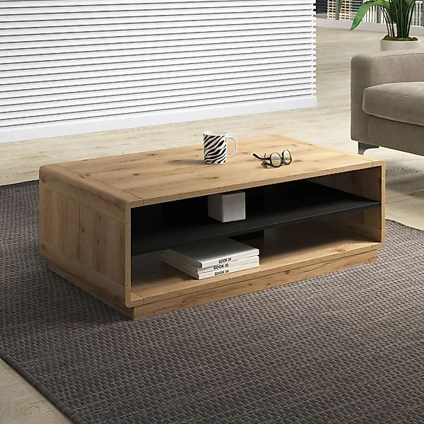 Wohnzimmer Tisch in Wildeichefarben Schwarz günstig online kaufen