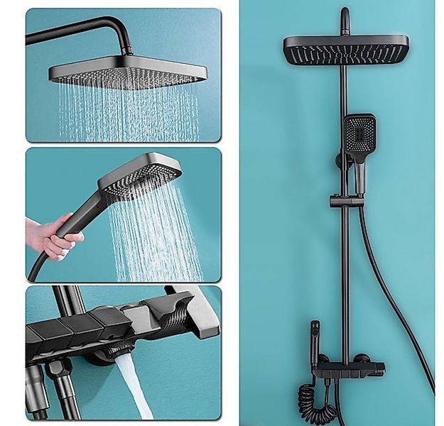 XERSEK Stangenbrause-Set Duschsystem Schwarz, Duscharmatur inkl. 30 * 19cm günstig online kaufen