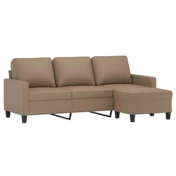 vidaXL 3-Sitzer-Sofa mit Hocker Cappuccino-Braun 180 cm Kunstleder 3201028 günstig online kaufen