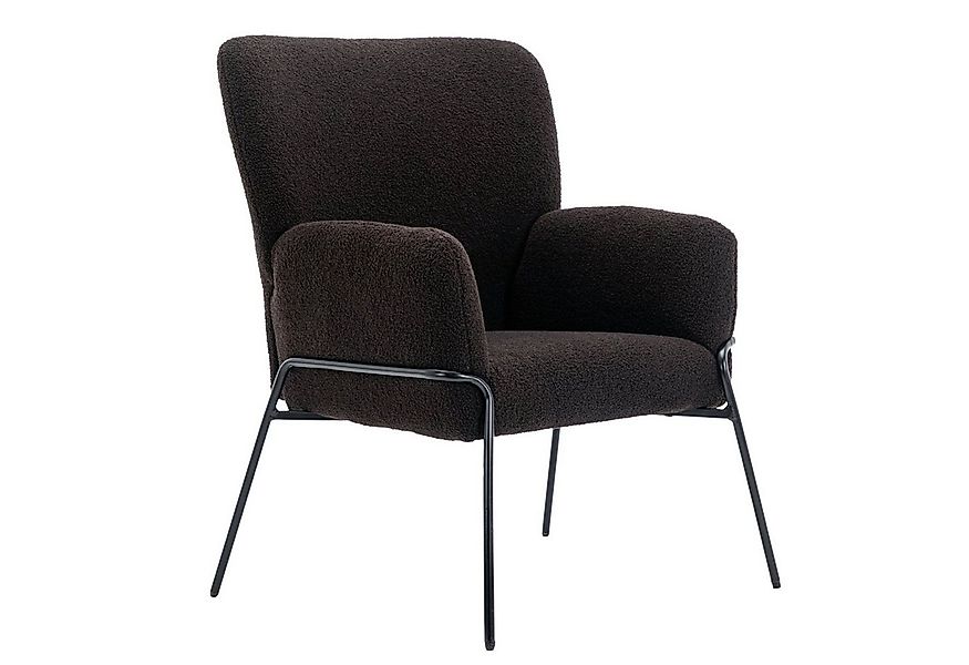 SVITA Loungesessel FREIA, Loungestuhl,Metallbeine,Teddyboucle,Schwarz günstig online kaufen