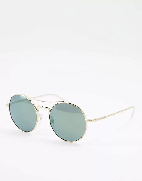 Emporio Armani – Sonnenbrille mit runden Gläsern-Goldfarben günstig online kaufen
