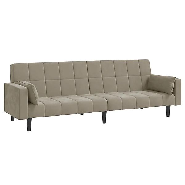 vidaXL Schlafsofa 2-Sitzer mit 2 Kissen Hellgrau Samt 375847 günstig online kaufen