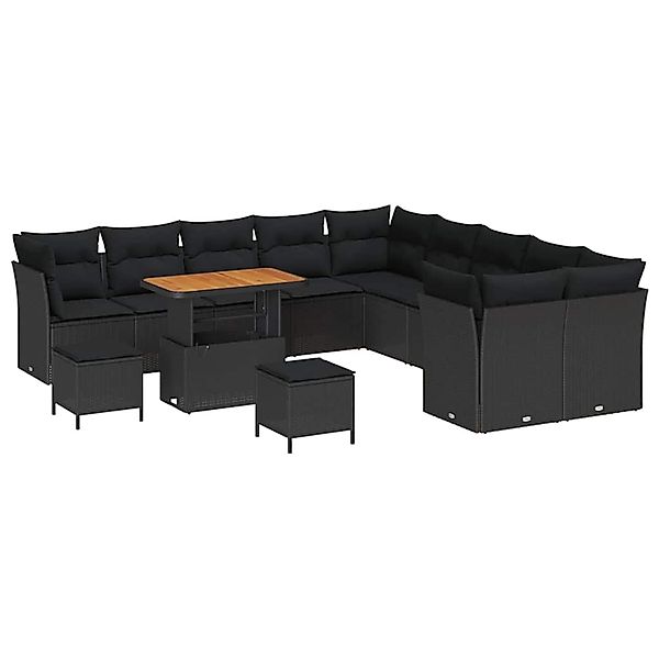 vidaXL Garten-Sofa-Set 13-Tlg Schwarz Poly Rattan 3361544 günstig online kaufen