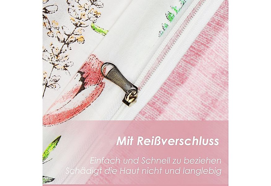 KEAYOO Bettwäsche HXM, 4 teilig, Rosa Blumenmuster Bettwäsche Baumwolle mit günstig online kaufen