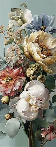 artissimo Glasbild Glasbild 30x80cm Bild aus Glas Blumenmotiv Salbeitöne Wa günstig online kaufen