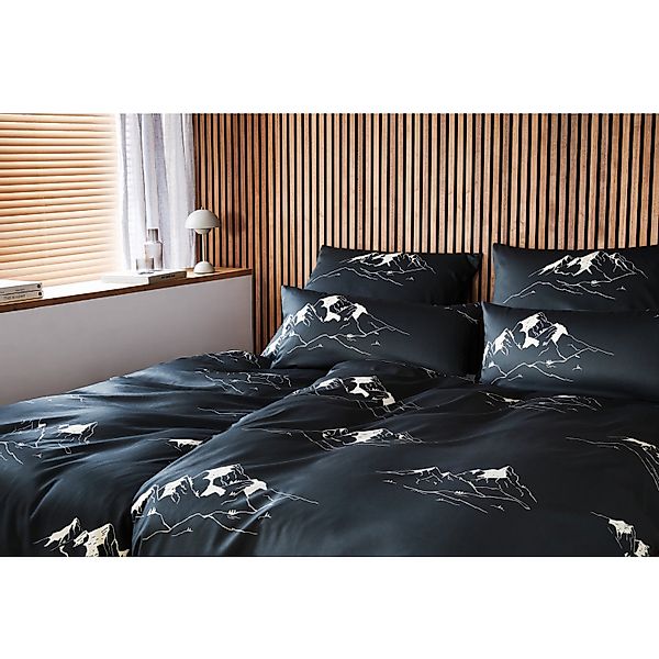 Elegante Mako Satin Bettwäsche Mountain Top 24548-9 graphit 135x200 günstig online kaufen
