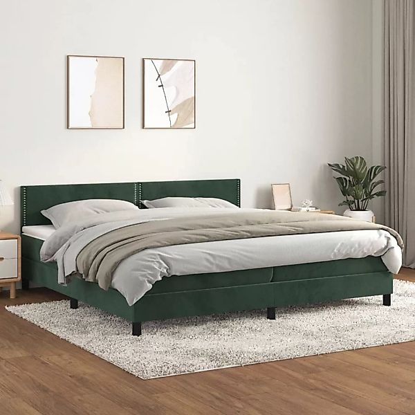 Vidaxl Boxspringbett Mit Matratze Dunkelgrün 200x200 Cm Samt günstig online kaufen