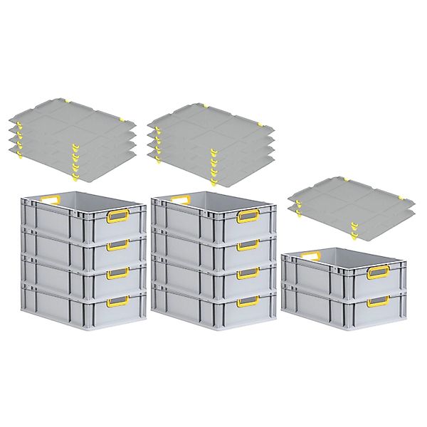 PROREGAL Spar Set 10x Eurobox Nextgen Color Mit Auflagedeckel & Schiebeschn günstig online kaufen