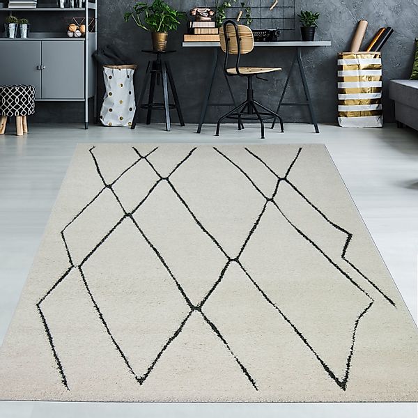 TeppichHome24 Teppich Flauschiger Teppich creme Rauten günstig online kaufen