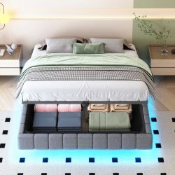 Merax Polsterbett schwebendes Design mit LED-Lichtleiste günstig online kaufen