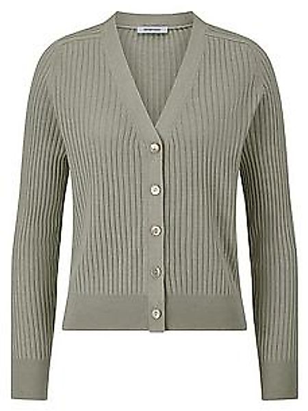 Strickjacke tiefem V-Ausschnitt Peter Hahn grün günstig online kaufen