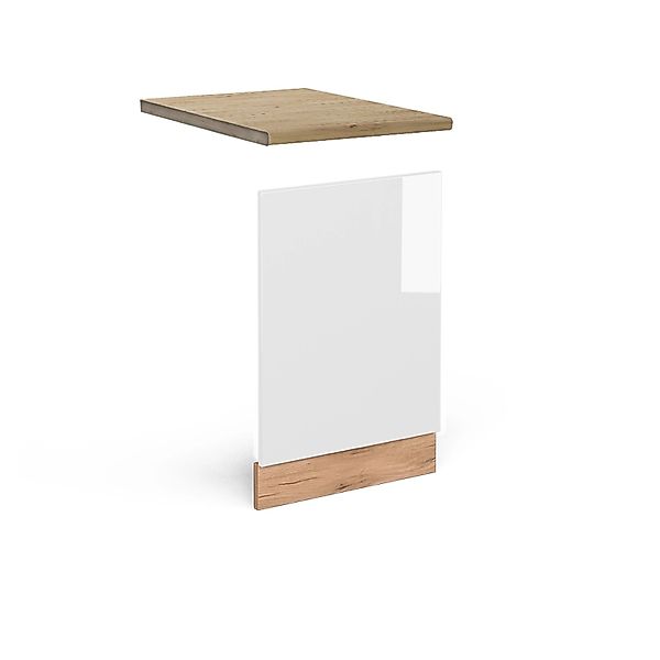 Vicco Frontblende R-Line Weiß Hochglanz/Goldkraft Eiche 45 cm AP Eiche günstig online kaufen