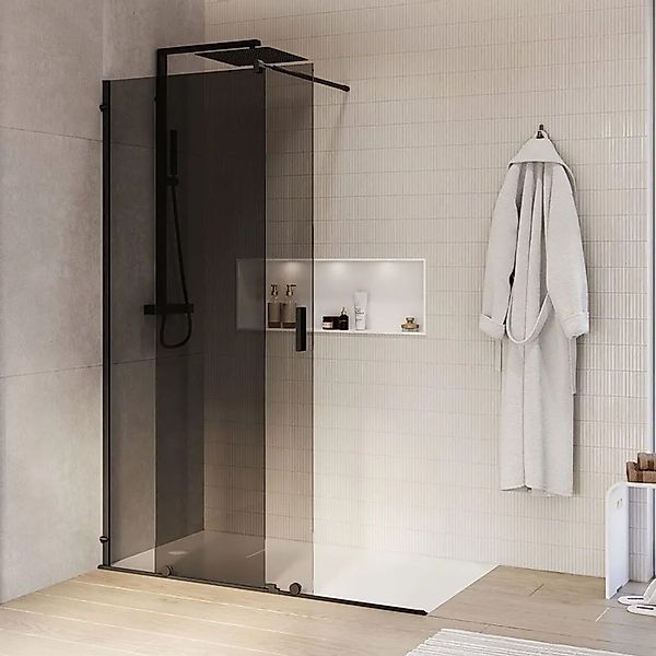 Bernstein Duschabtrennung Walk-In Nano NT101 Mit Schiebetür Schwarz Matt Gr günstig online kaufen