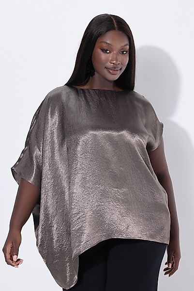 Ulla Popken Spitzenbluse Acetat-Tunika asymmetrisch Rundhals günstig online kaufen
