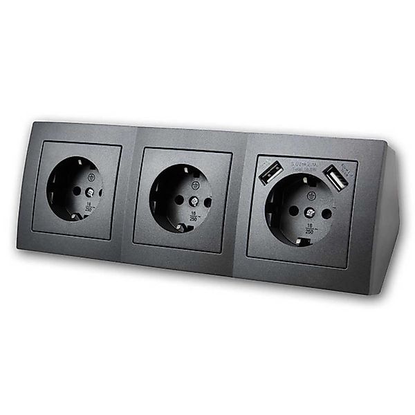 McPower Steckdosenblock Flair 3-Fach 2x USB Anthrazit günstig online kaufen