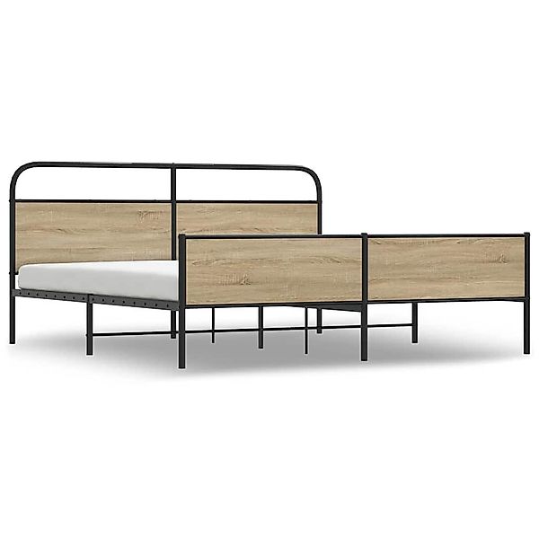 vidaXL Bett Metallbett ohne Matratze Räuchereiche günstig online kaufen