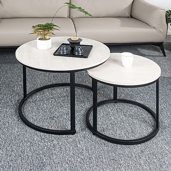 HawthyHome Couchtisch 2er-Set runde Beistelltische aus günstig online kaufen