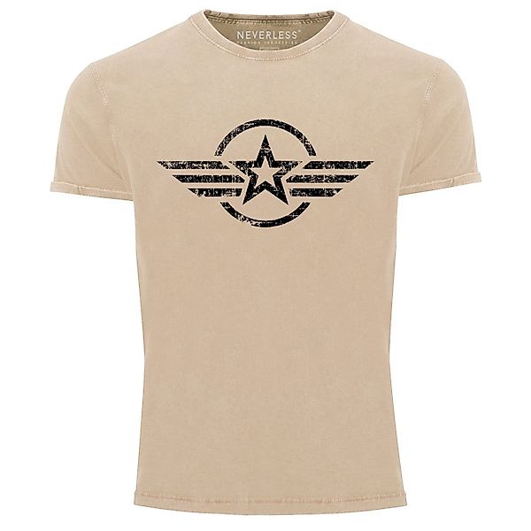 Neverless Print-Shirt Herren Vintage Shirt Airforce günstig online kaufen
