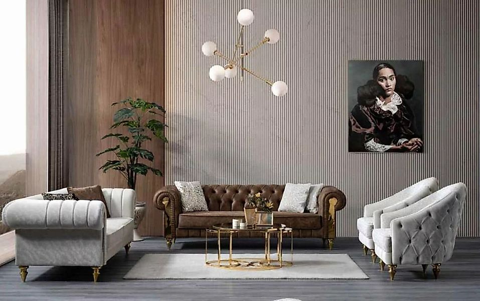 JVmoebel Chesterfield-Sofa Moderner Weißer Chesterfield Zweisitzer Luxus Wo günstig online kaufen