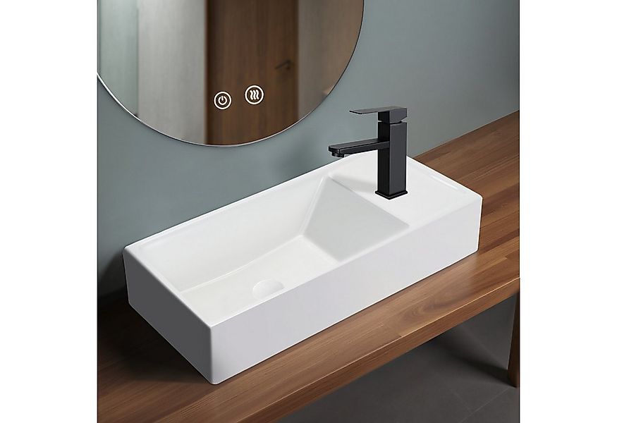 Nettlife Waschbecken Badezimmer Aufsatzwaschbecken Keramik Eckig Klein Wasc günstig online kaufen