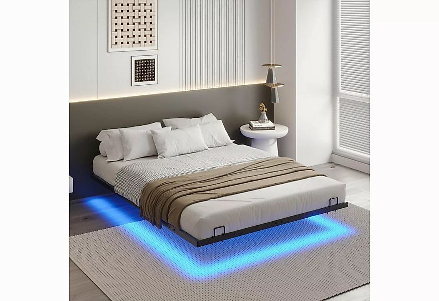 MSMASK Metallbett Schwebebett Bettgestell mit LED-Beleuchtung (Ohne Matratz günstig online kaufen