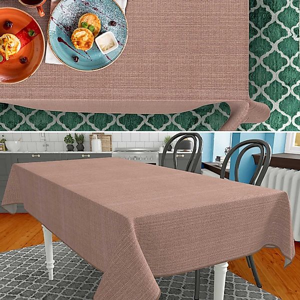 ANRO Tischdecke aus Stoff UNI Farben wasserabweisend Tischtuch Tischwäsche günstig online kaufen