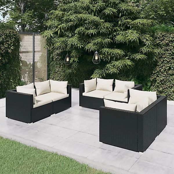 Vidaxl 6-tlg. Garten-lounge-set Mit Kissen Poly Rattan Schwarz günstig online kaufen