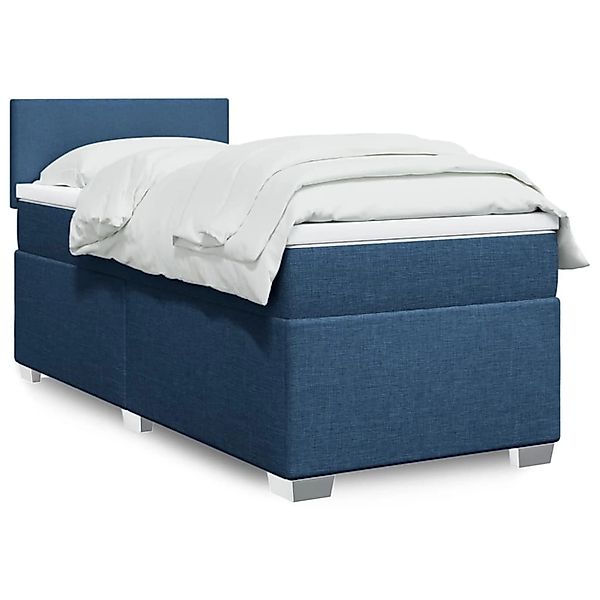 vidaXL Boxspringbett mit Matratze Blau 80x200 cm Stoff 3288014 günstig online kaufen