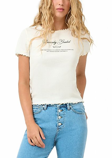 QS Kurzarmshirt mit Frontprint und gewellten Abschlüssen günstig online kaufen