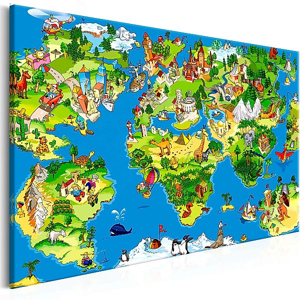 Wandbild - Children's Map (1 Part) Wide günstig online kaufen
