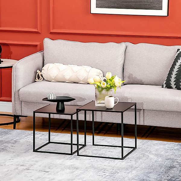 HOMCOM Couchtisch-Set 2er-Set Beistelltische modernes Design Stahlgestell b günstig online kaufen
