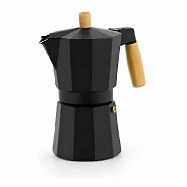 Italienische Kaffeemaschine 6 Tassen Holz Aluminium günstig online kaufen