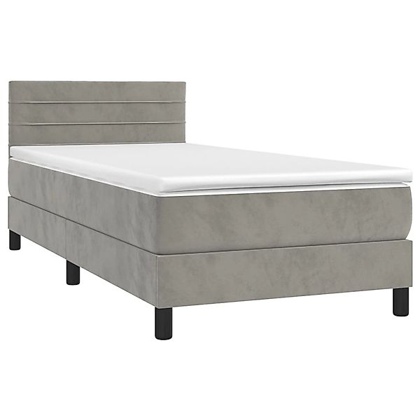vidaXL Boxspringbett mit Matratze & LED Hellgrau 90x190 cm Samt 3134435 günstig online kaufen