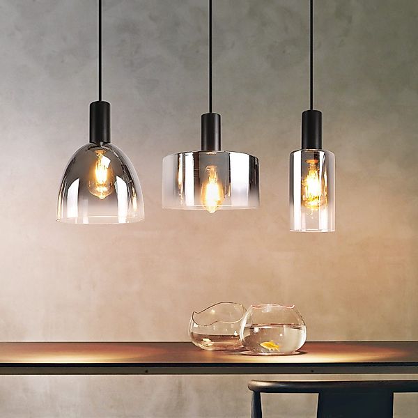 Nettlife Pendelleuchte Pendelleuchte 3/4 Rauchgrau Glas günstig online kaufen