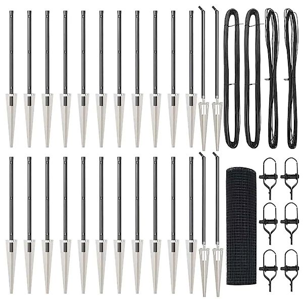 vidaXL Zaunpfosten Grau 50 x 0,5 m 16 x 16 mm Maschen Stahl und PVC 3352222 günstig online kaufen