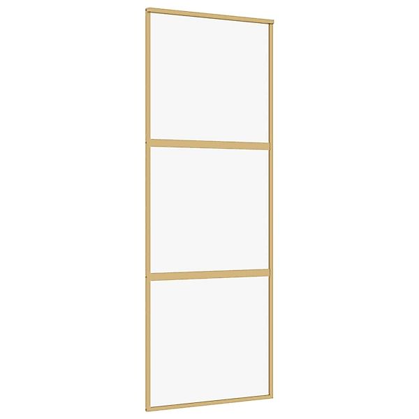 vidaXL Schiebetür Golden 76x205 cm ESG-Klarglas und Aluminium 155148 günstig online kaufen